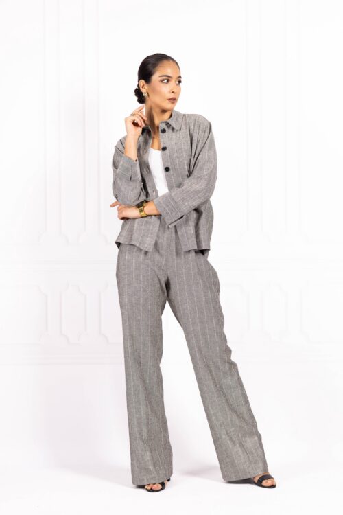 Komplet SUNSET z lnu popielaty