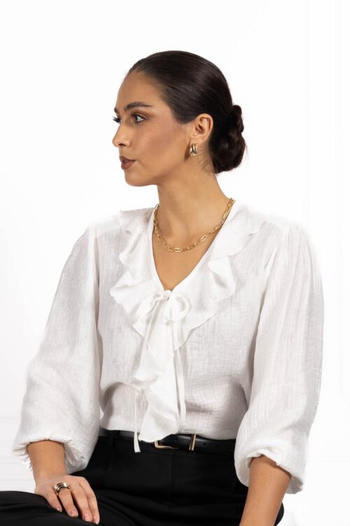 Bluzka SOFIA z falbaną ecru