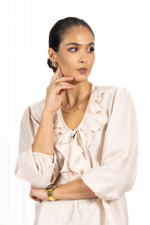 Bluzka SOFIA z falbaną beżowa