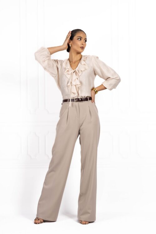 Spodnie damskie AFIYA Ciemny beż