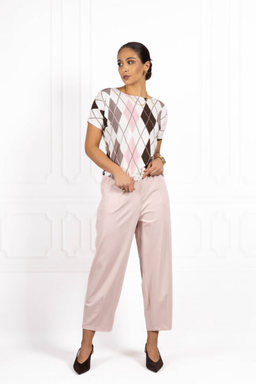 Bluzka damska JOANNA Romb Pudrowy róż